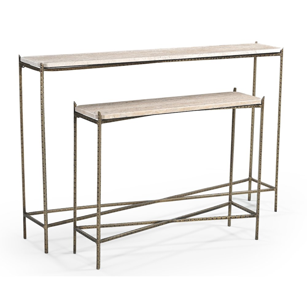 Asher 32" Console Table with Travertine Top. Picture 6