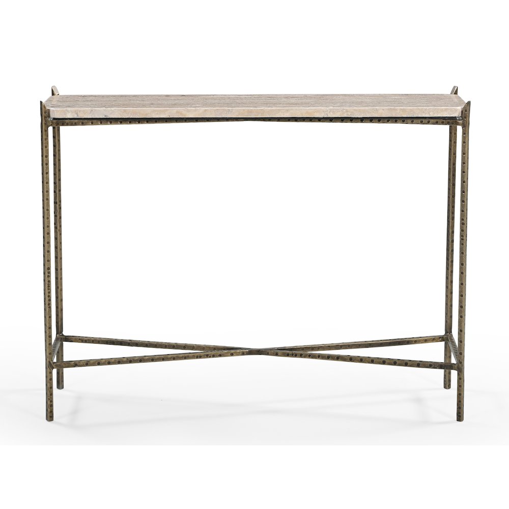 Asher 32" Console Table with Travertine Top. Picture 7