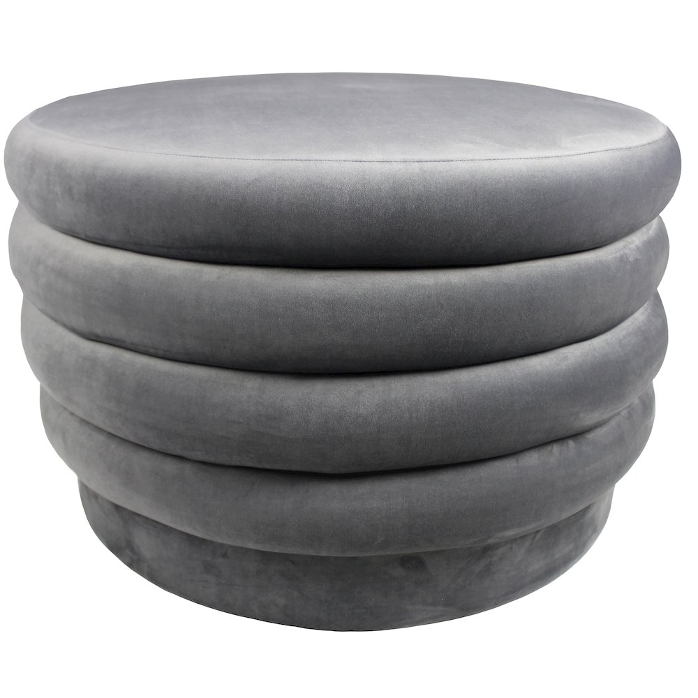 Thor Large Round Ottoman in Storm. Picture 1