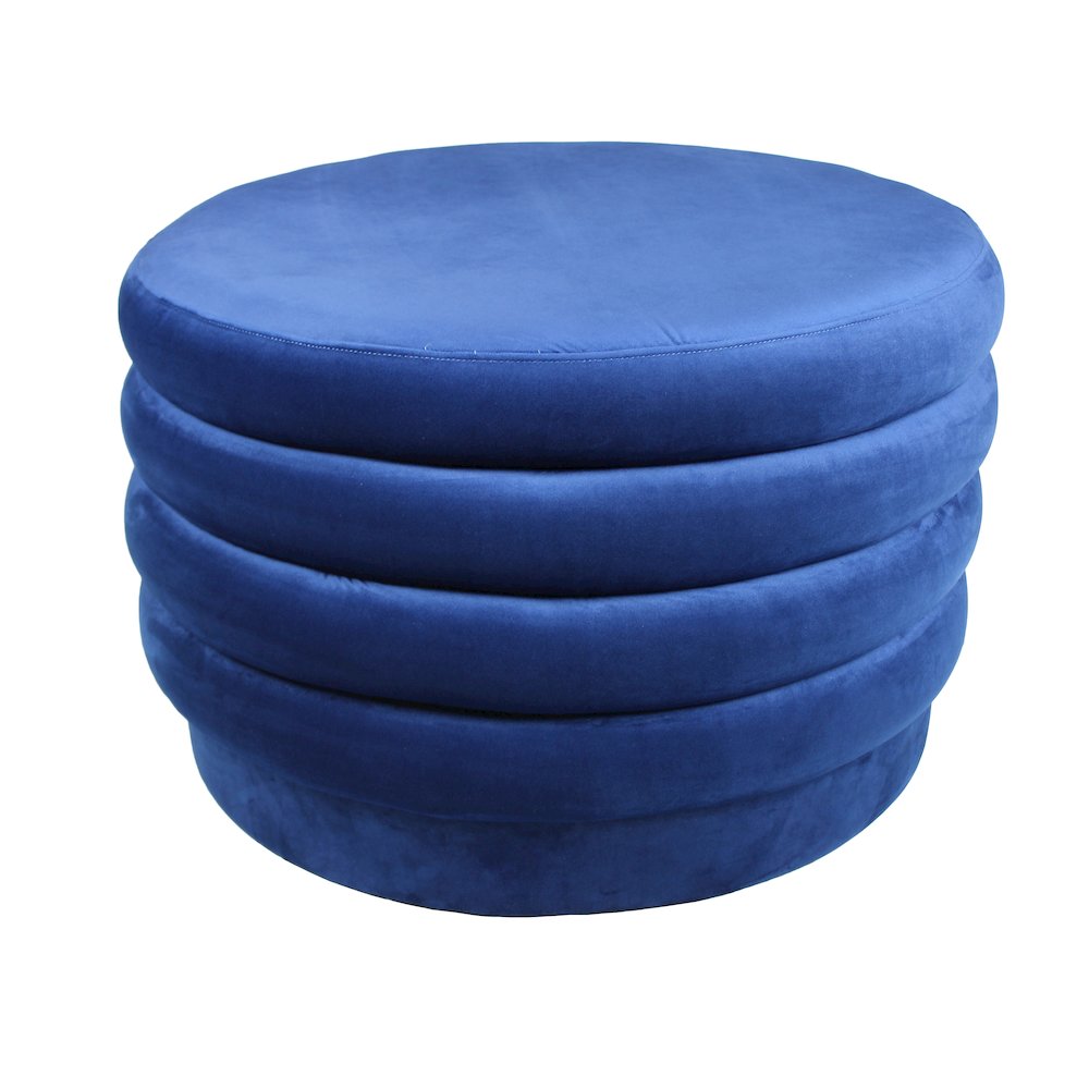 Thor Large Round Ottoman in Deep Ocean. Picture 1