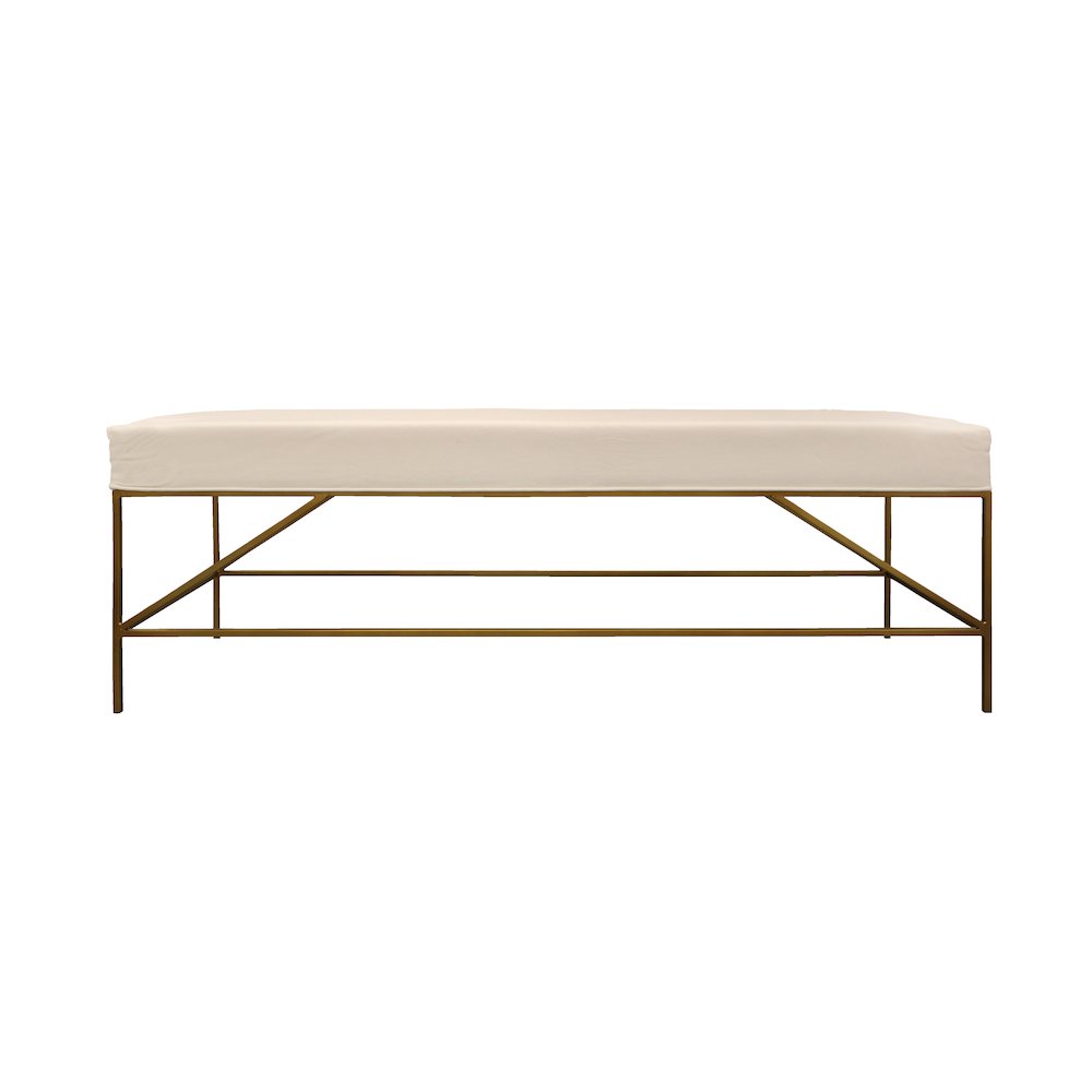 Modern Hill Linen Fabric Upholstered Bench. Picture 1