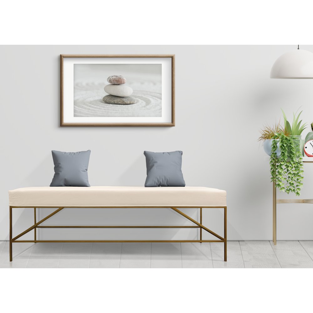 Modern Hill Linen Fabric Upholstered Bench. Picture 2