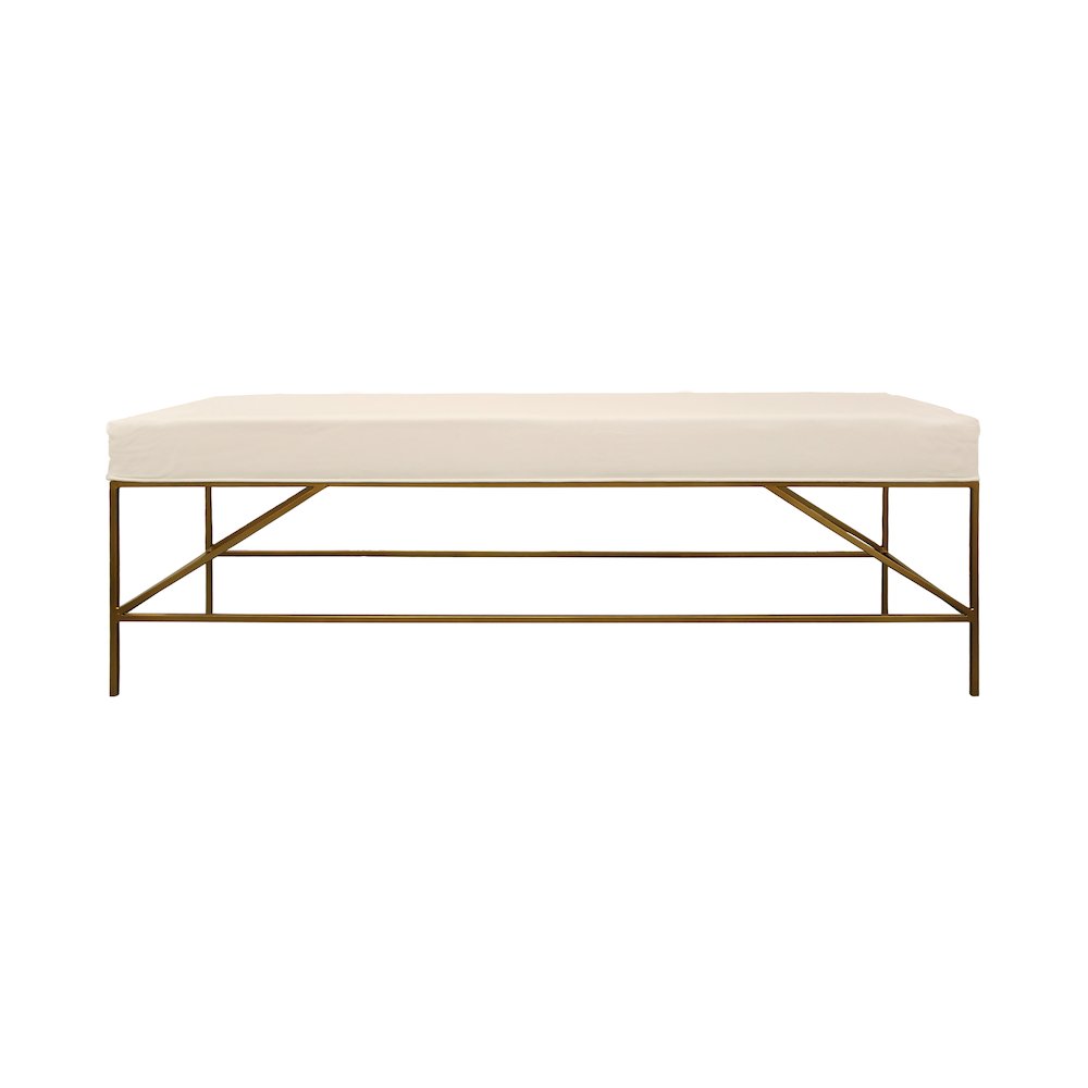 Modern Hill Linen Fabric Upholstered Bench. Picture 3