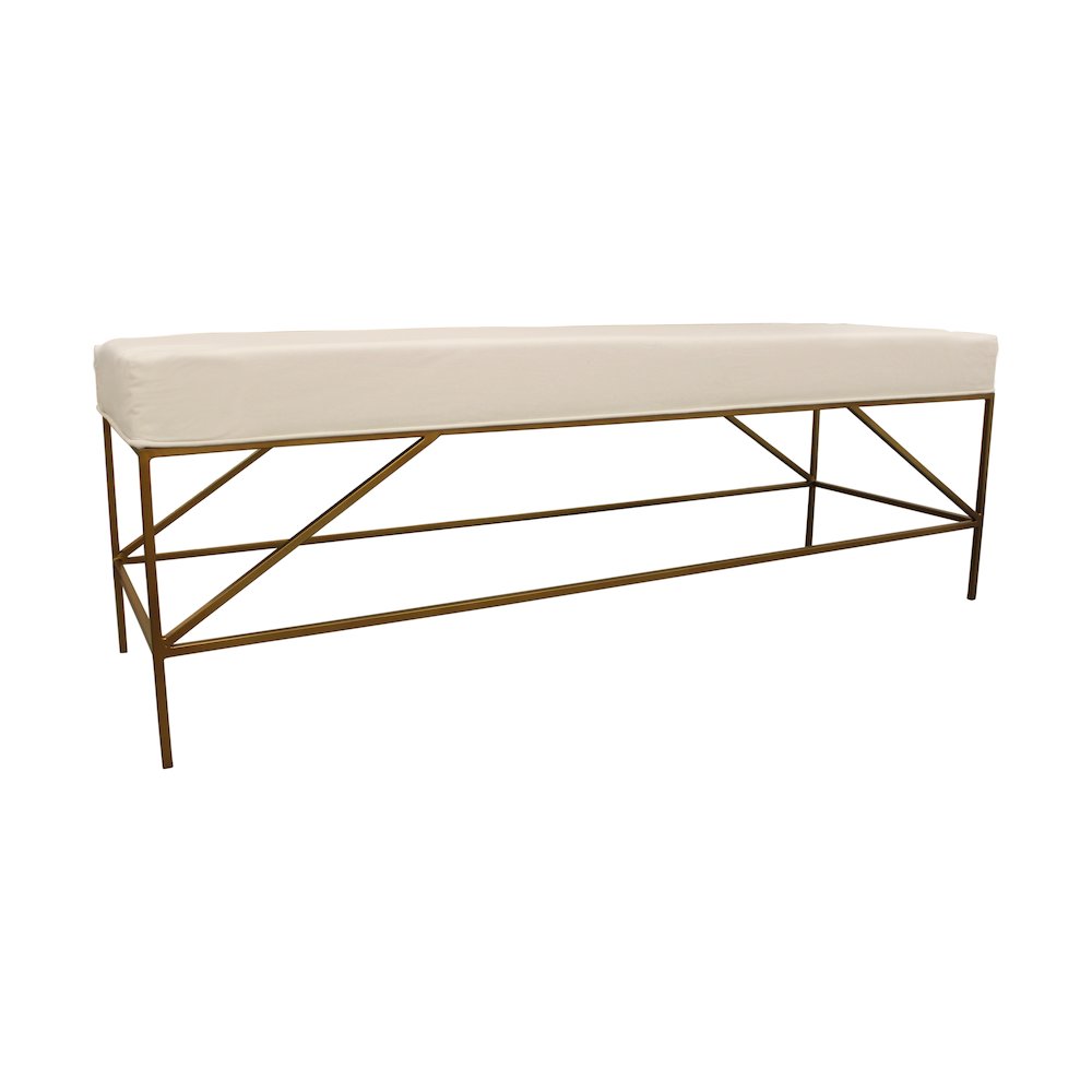 Modern Hill Linen Fabric Upholstered Bench. Picture 4