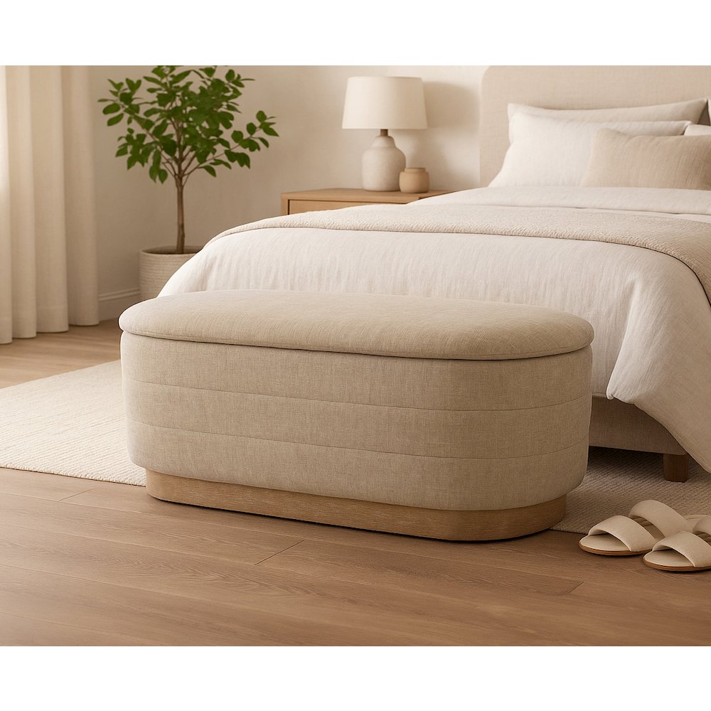 Jackie Storage Bench in Beige. Picture 2