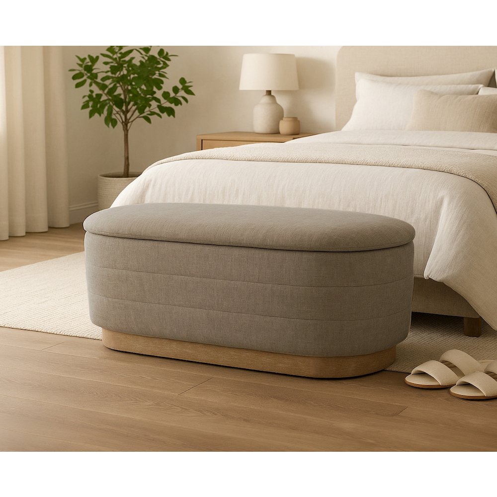 Jackie Storage Bench in Slate. Picture 2