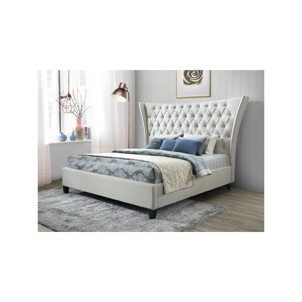 Eclectic Alexis King Bed in Limestone Beige. Picture 2