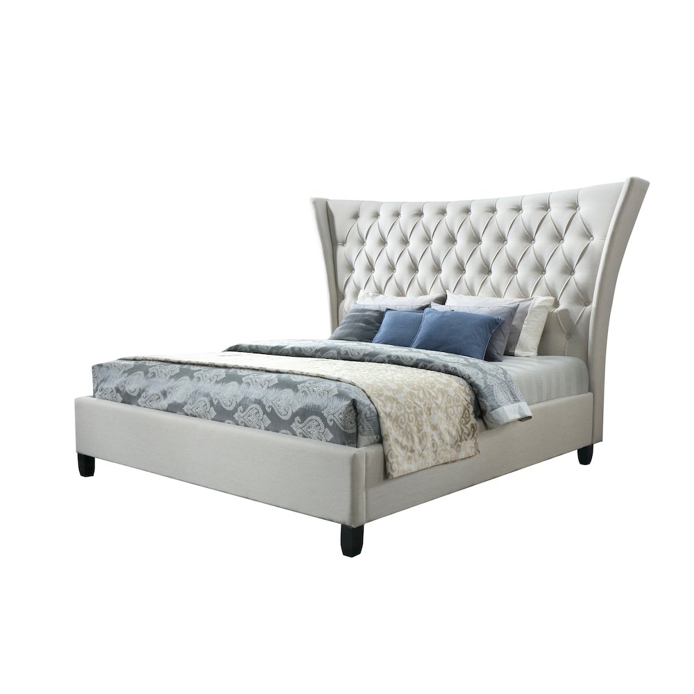 Eclectic Alexis King Bed in Limestone Beige. Picture 1