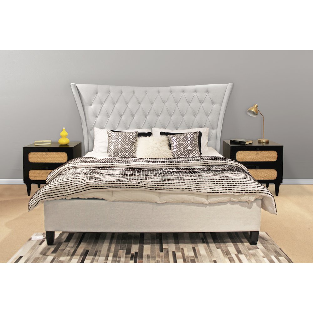 Eclectic Alexis King Bed in Limestone Beige. Picture 4