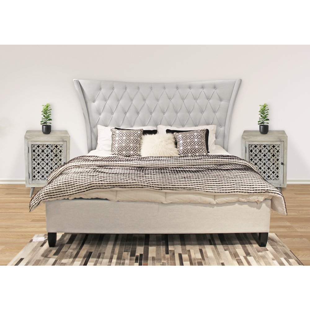 Eclectic Alexis King Bed in Limestone Beige. Picture 5