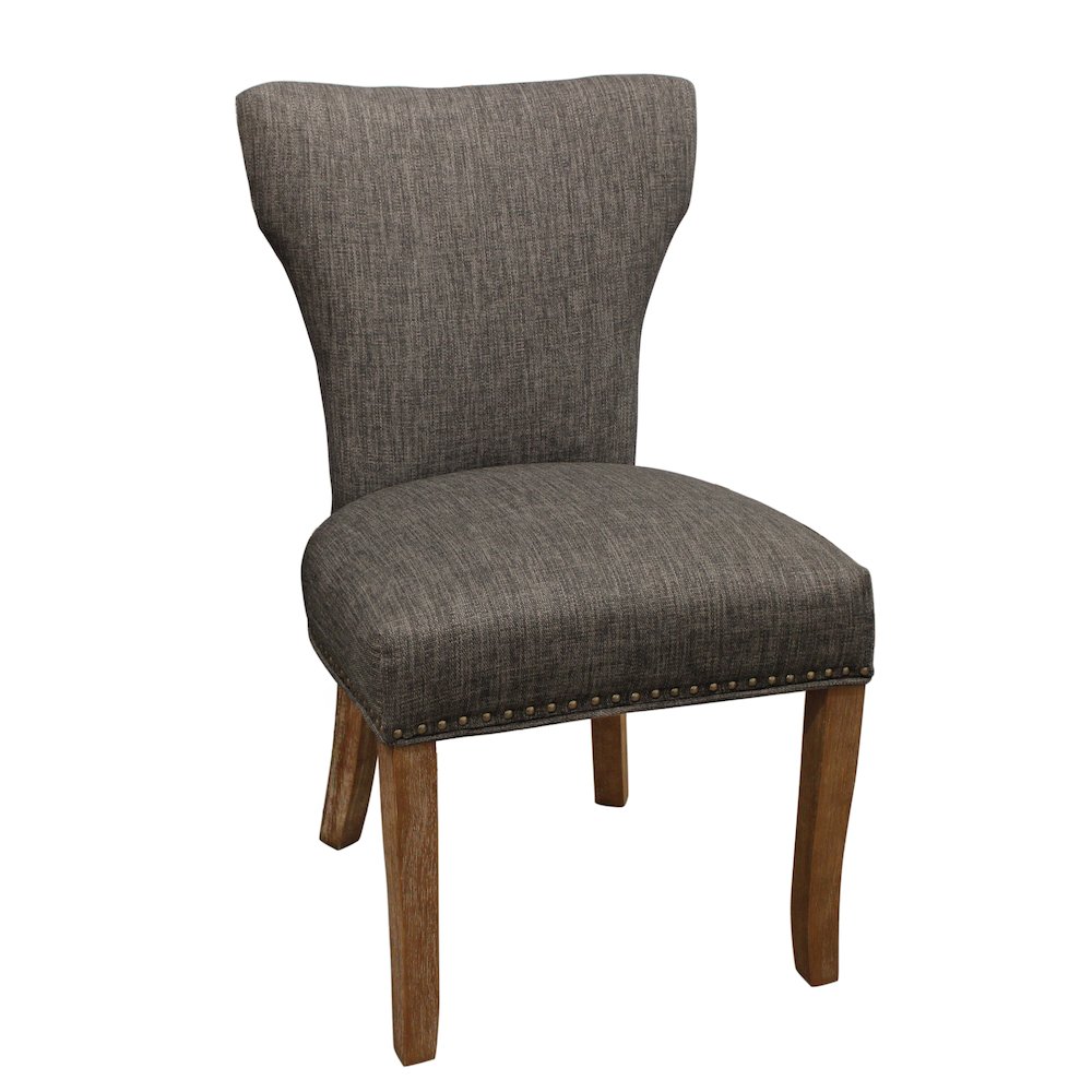 Transitional Jill Side Chair In Dark Gray Weave Fabric 2-Piece Set. Picture 4