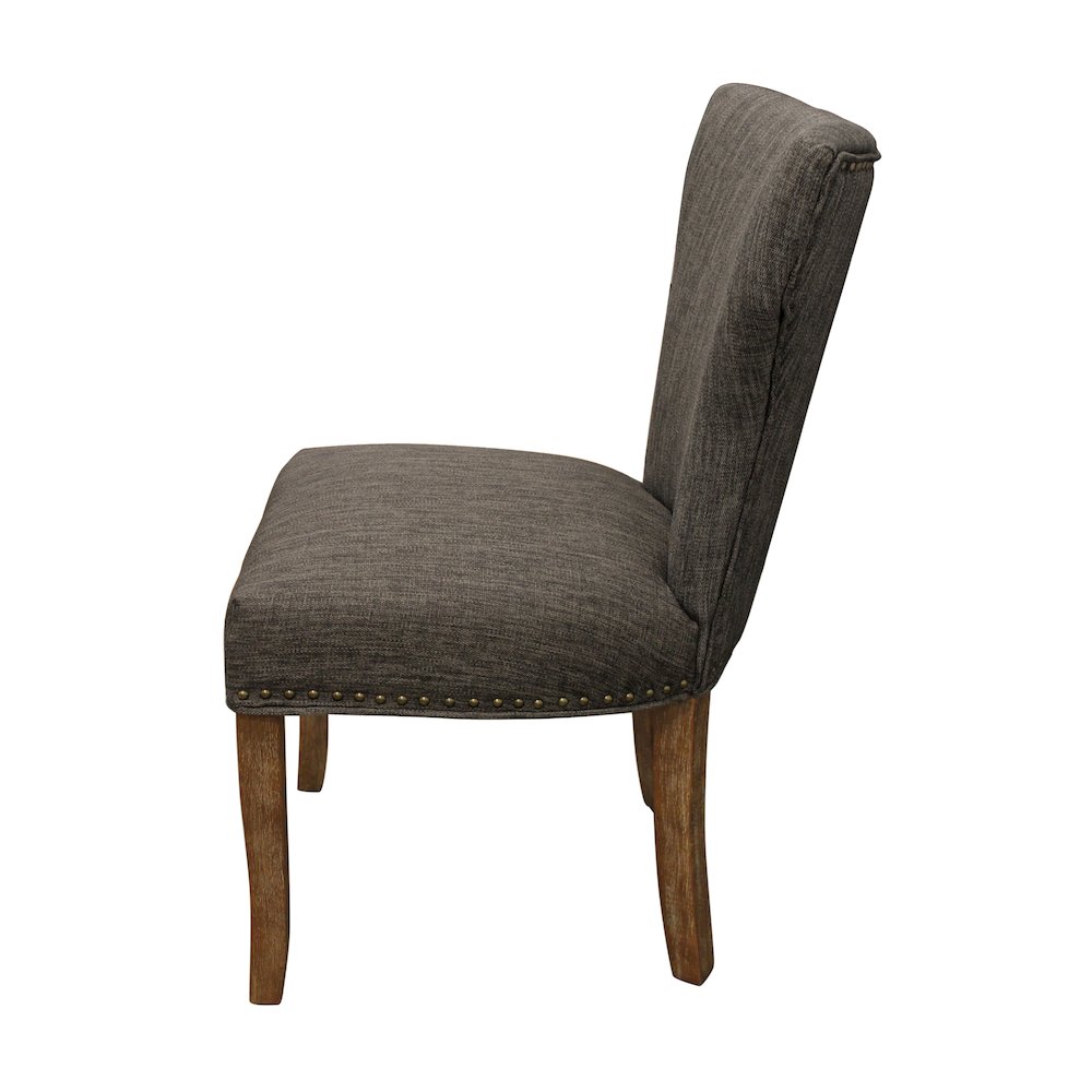 Transitional Jill Side Chair In Dark Gray Weave Fabric 2-Piece Set. Picture 7