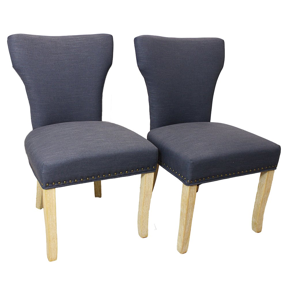 Transitional Jill Side Chair In Blue Weave Fabric in Natural 2-Piece Set. Picture 1