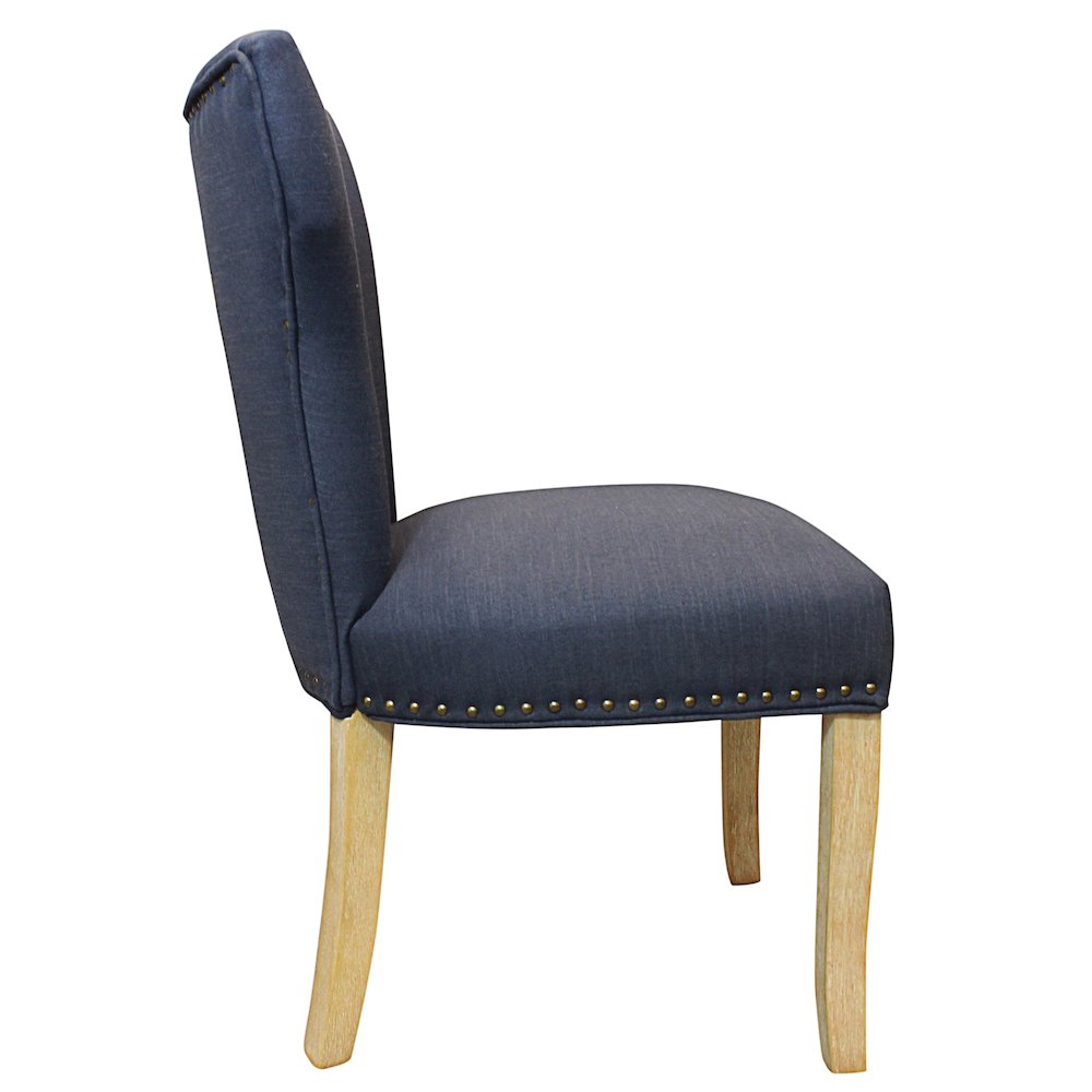 Transitional Jill Side Chair In Blue Weave Fabric in Natural 2-Piece Set. Picture 3