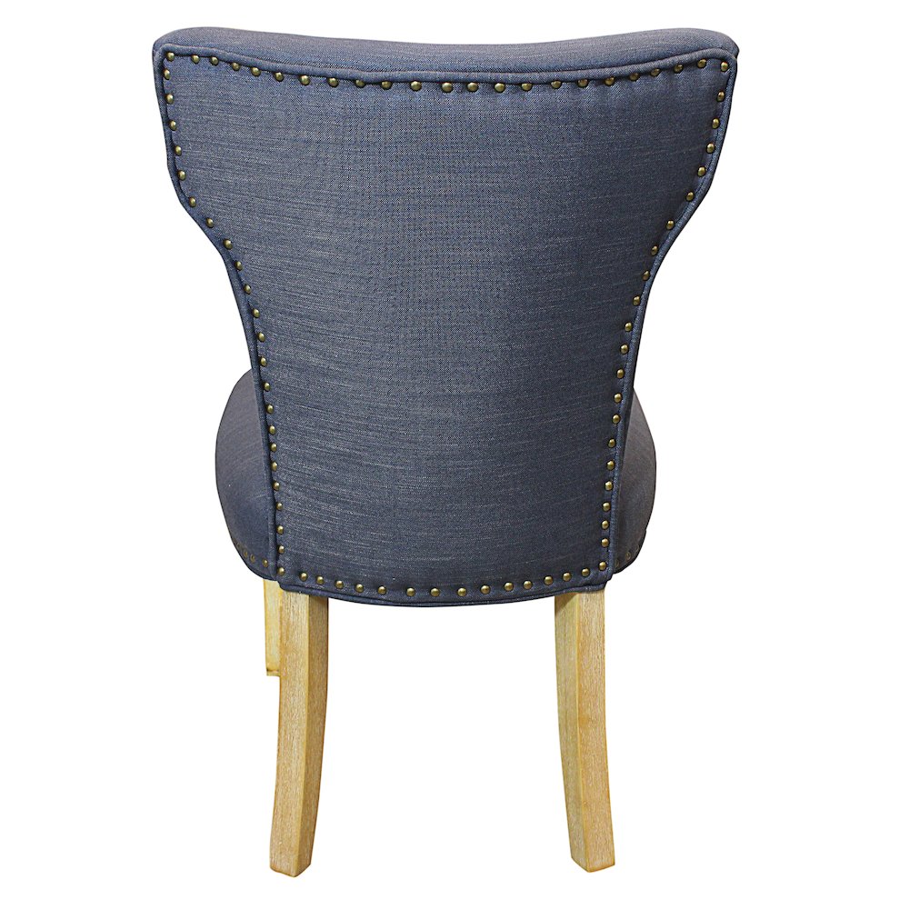 Transitional Jill Side Chair In Blue Weave Fabric in Natural 2-Piece Set. Picture 4