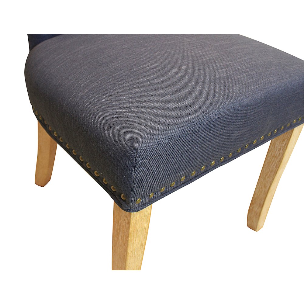 Transitional Jill Side Chair In Blue Weave Fabric in Natural 2-Piece Set. Picture 6