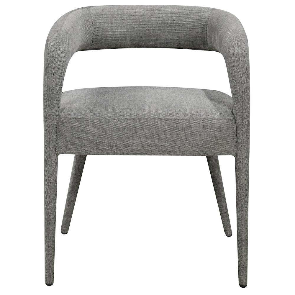 2-Piece Set: Galway Arm Chairs in Dark Gray Linen Fabric on Metal Frame. Picture 1