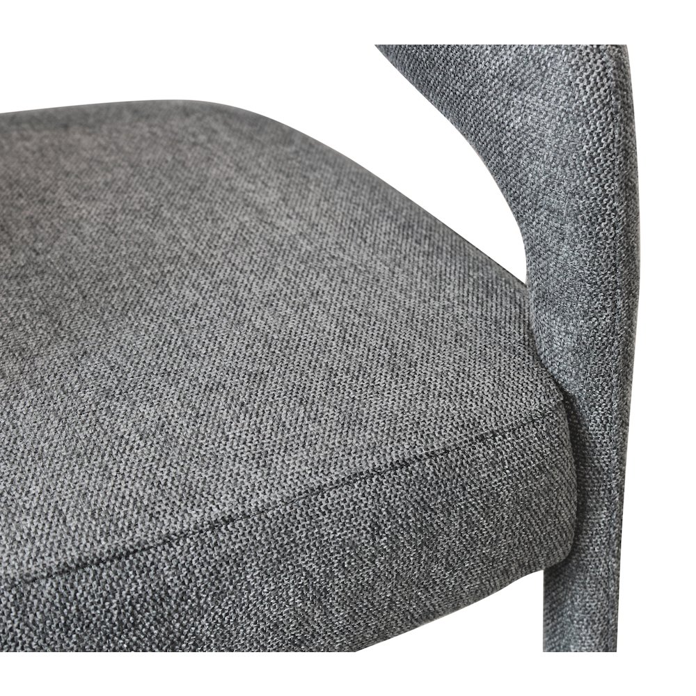 2-Piece Set: Galway Arm Chairs in Dark Gray Linen Fabric on Metal Frame. Picture 5