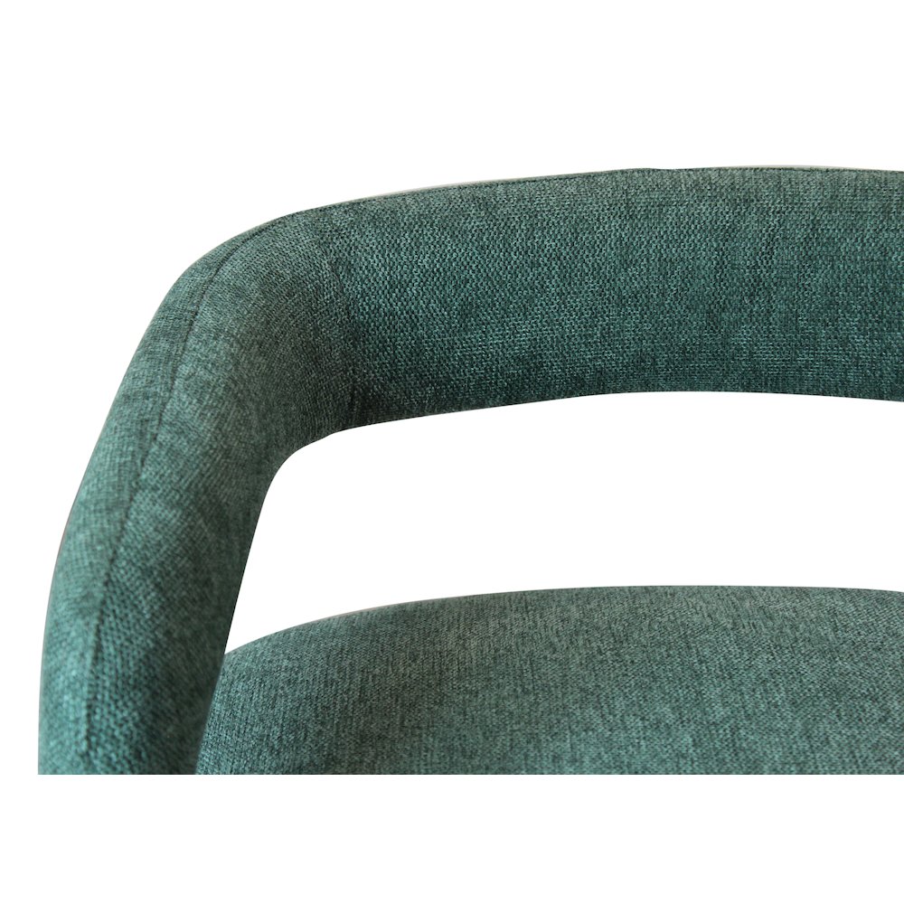 2-Piece Set: Galway Arm Chairs in Teal Linen Fabric on Metal Frame. Picture 5