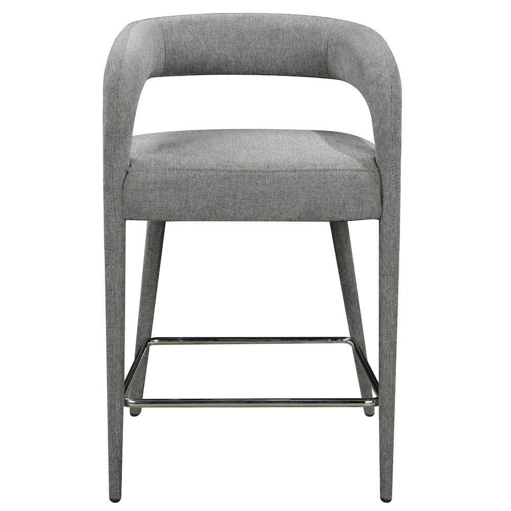 Galway Counter Chair in Dark Gray Linen Fabric on Metal Frame. Picture 1
