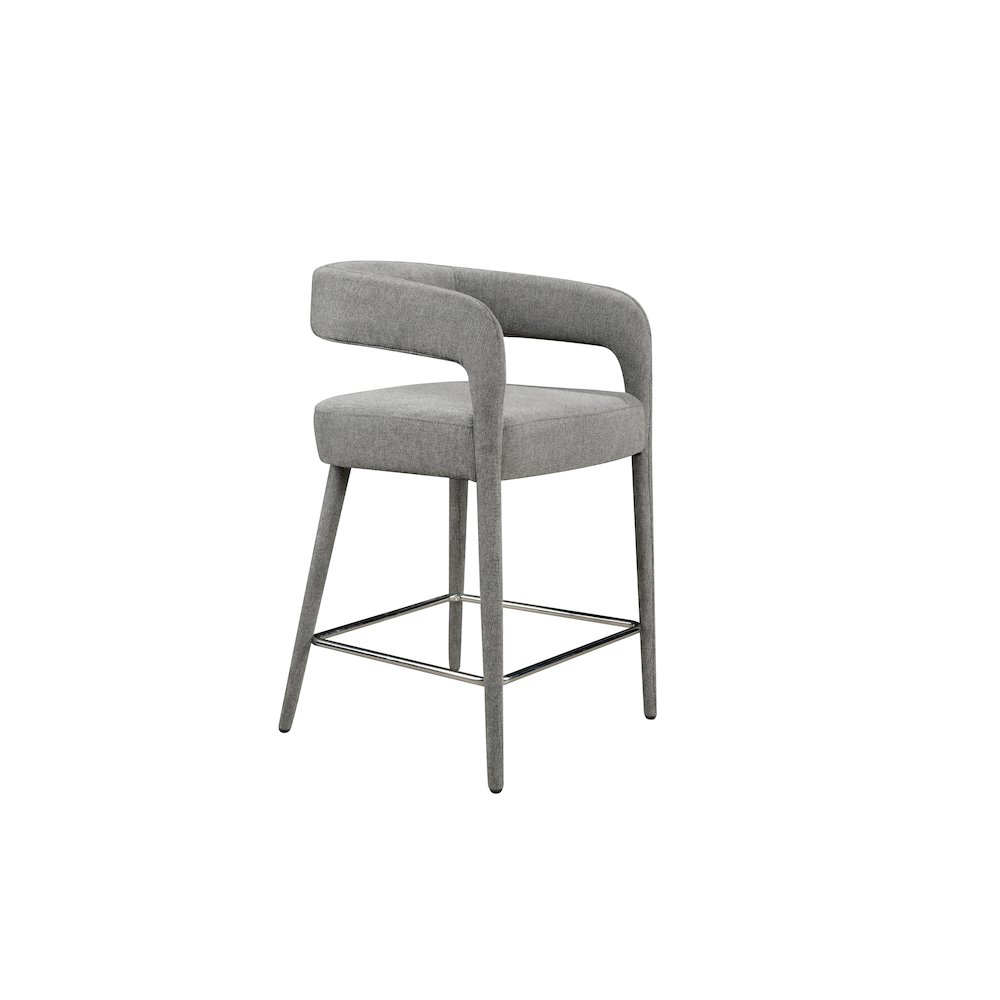 Galway Counter Chair in Dark Gray Linen Fabric on Metal Frame. Picture 2