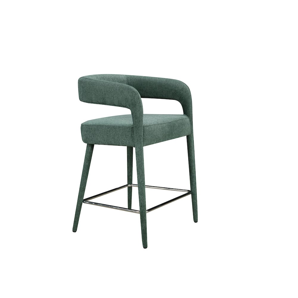 Galway Counter Chair in Teal Linen Fabric on Metal Frame. Picture 2