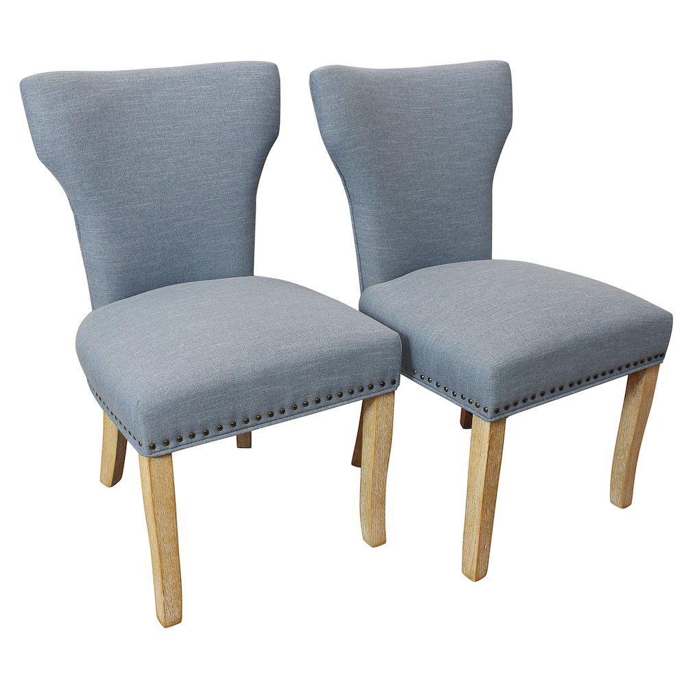 Jill Linen Fabric Side Chair Denim with Natural Legs - Set of 2. Picture 1