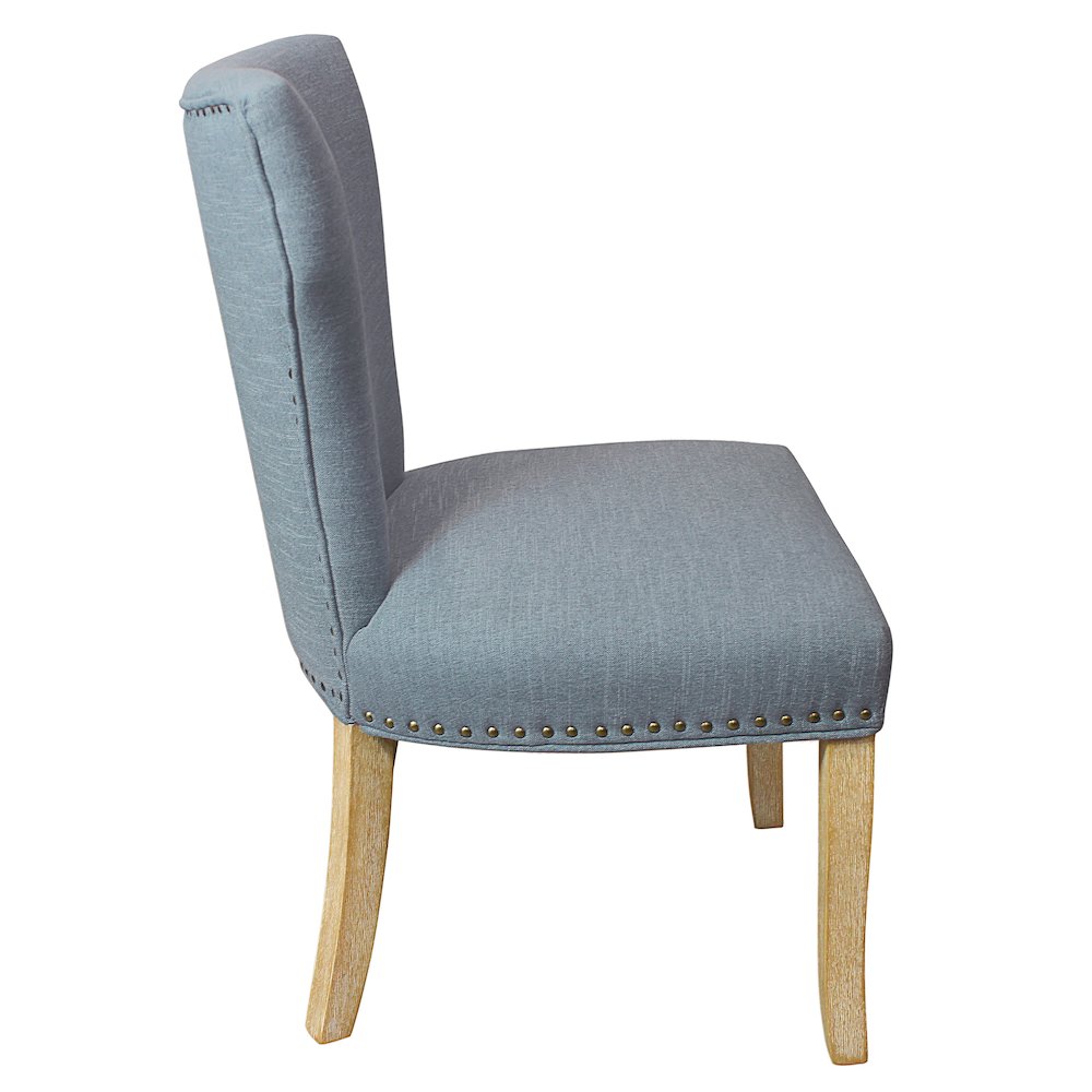 Jill Linen Fabric Side Chair Denim with Natural Legs - Set of 2. Picture 3