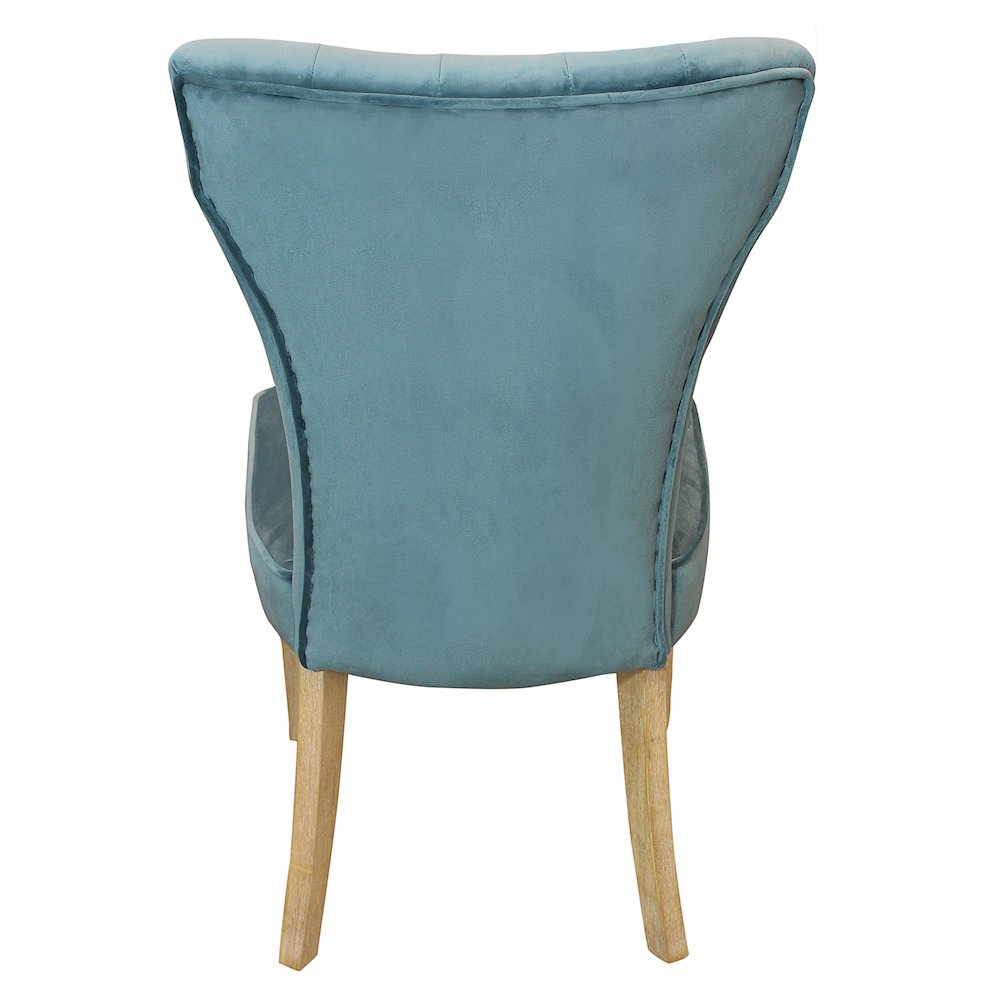 Cleo Velvet Fabric Side Chair Teal with Natural Legs - Set of 2. Picture 4