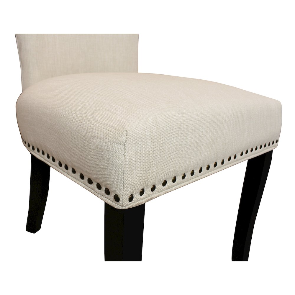 Jill Linen Fabric Side Chair Ivory with Antique Brown - Set of 2. Picture 4