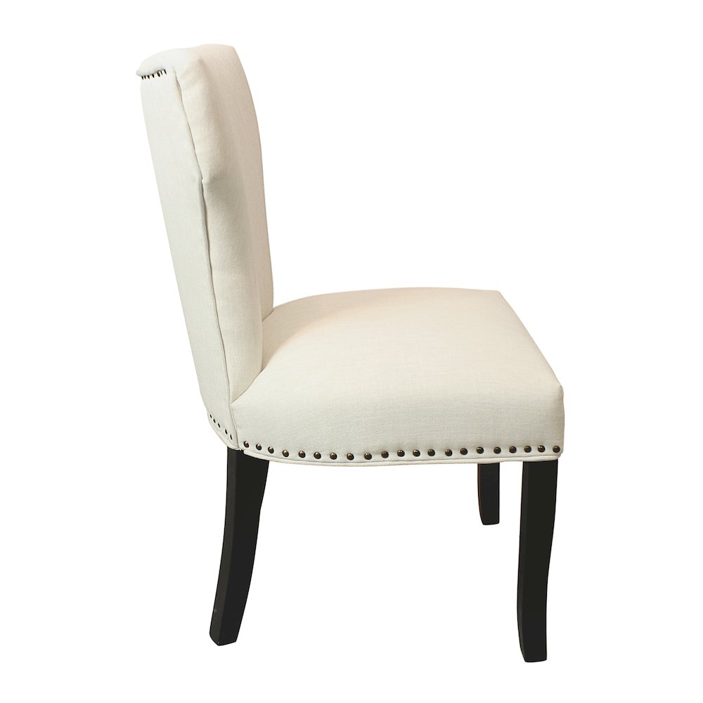 Jill Linen Fabric Side Chair Ivory with Antique Brown - Set of 2. Picture 5