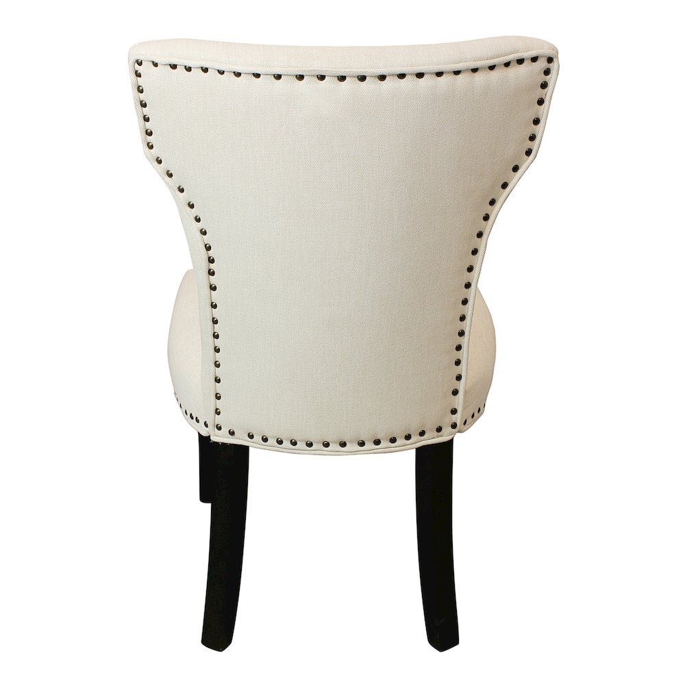 Jill Linen Fabric Side Chair Ivory with Antique Brown - Set of 2. Picture 6