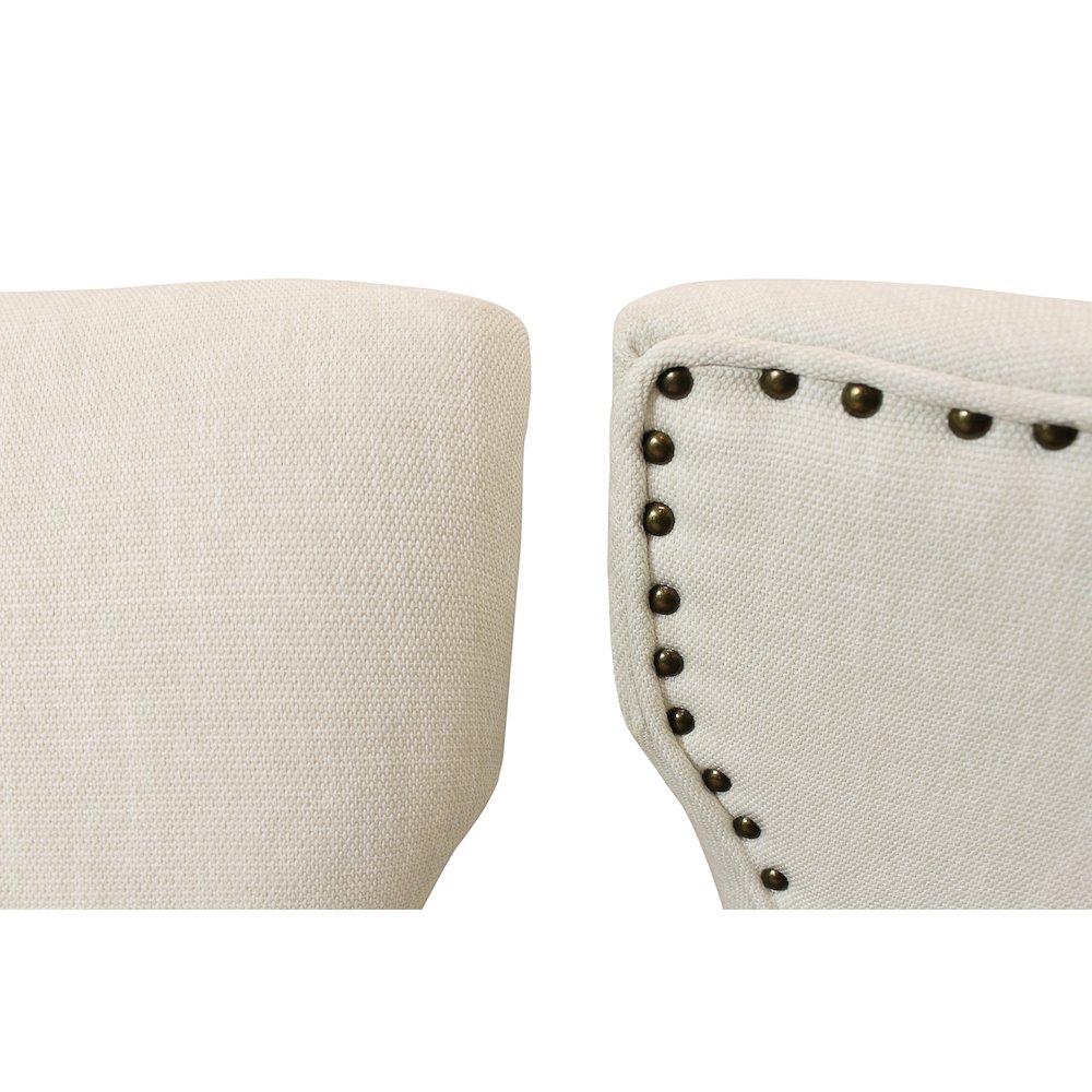 Jill Linen Fabric Side Chair Ivory with Antique Brown - Set of 2. Picture 7
