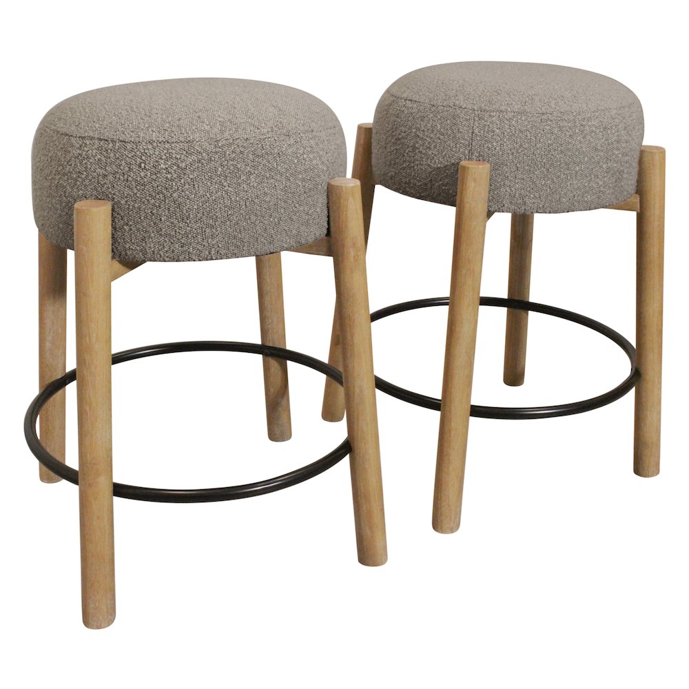 Natalia Counter Stool in Gray Boucle Fabric 2-Piece Set. Picture 1