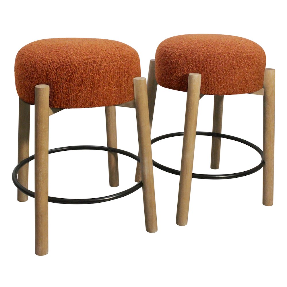 Natalia Counter Stool in Rust Boucle Fabric 2-Piece Set. Picture 1