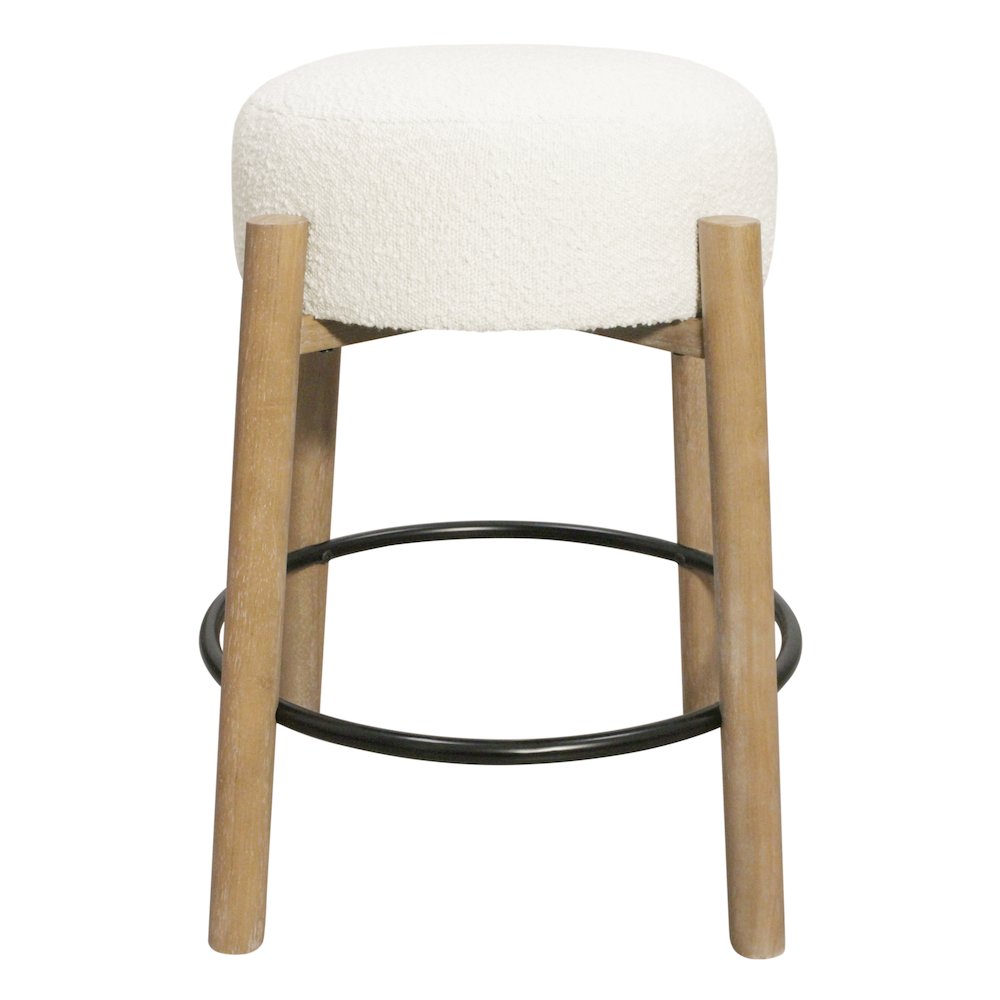 Natalia Counter Stool in Ivory Boucle Fabric 2-Piece Set. Picture 3