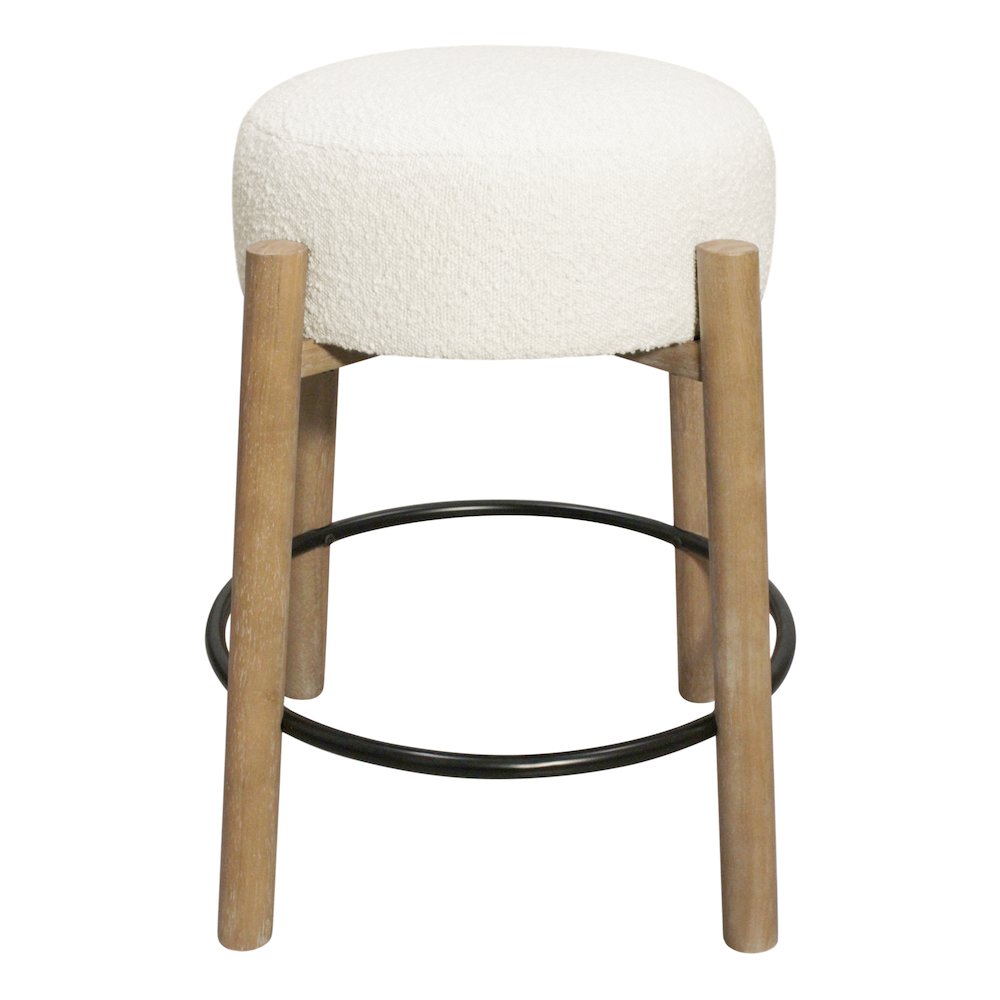 Natalia Counter Stool in Ivory Boucle Fabric 2-Piece Set. Picture 4