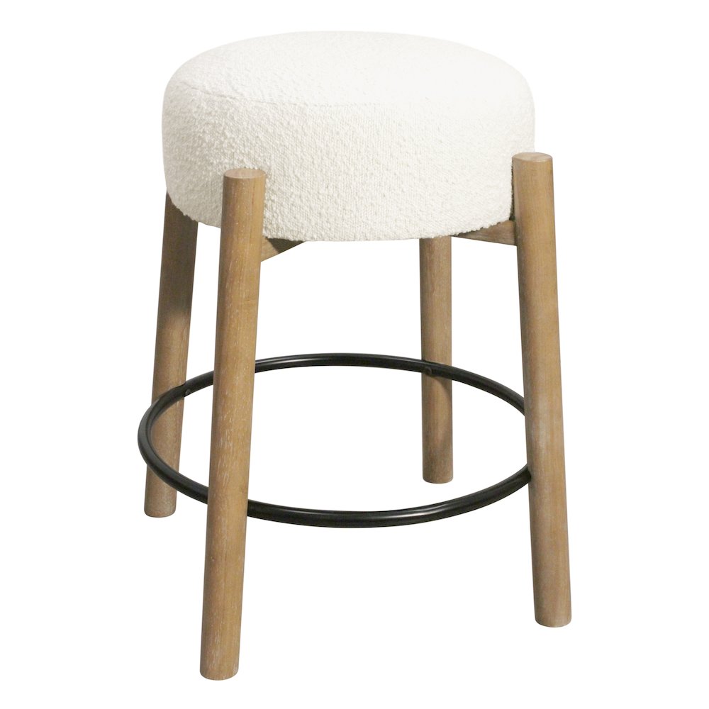 Natalia Counter Stool in Ivory Boucle Fabric 2-Piece Set. Picture 5