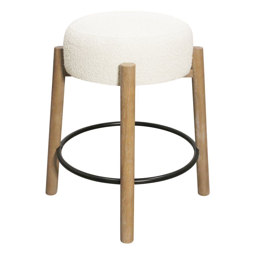 Natalia Counter Stool in Ivory Boucle Fabric 2-Piece Set. Picture 6