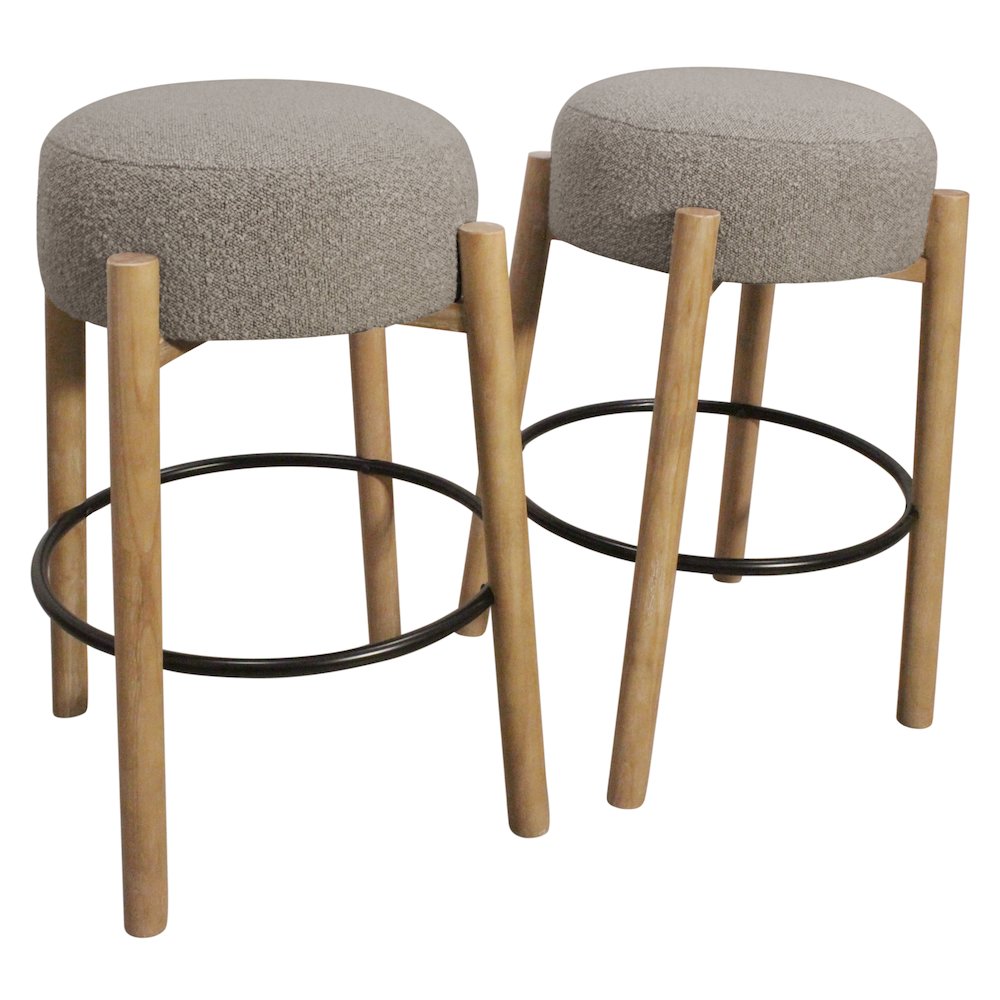 Natalia Barstool in Gray Boucle Fabric 2-Piece Set. Picture 1