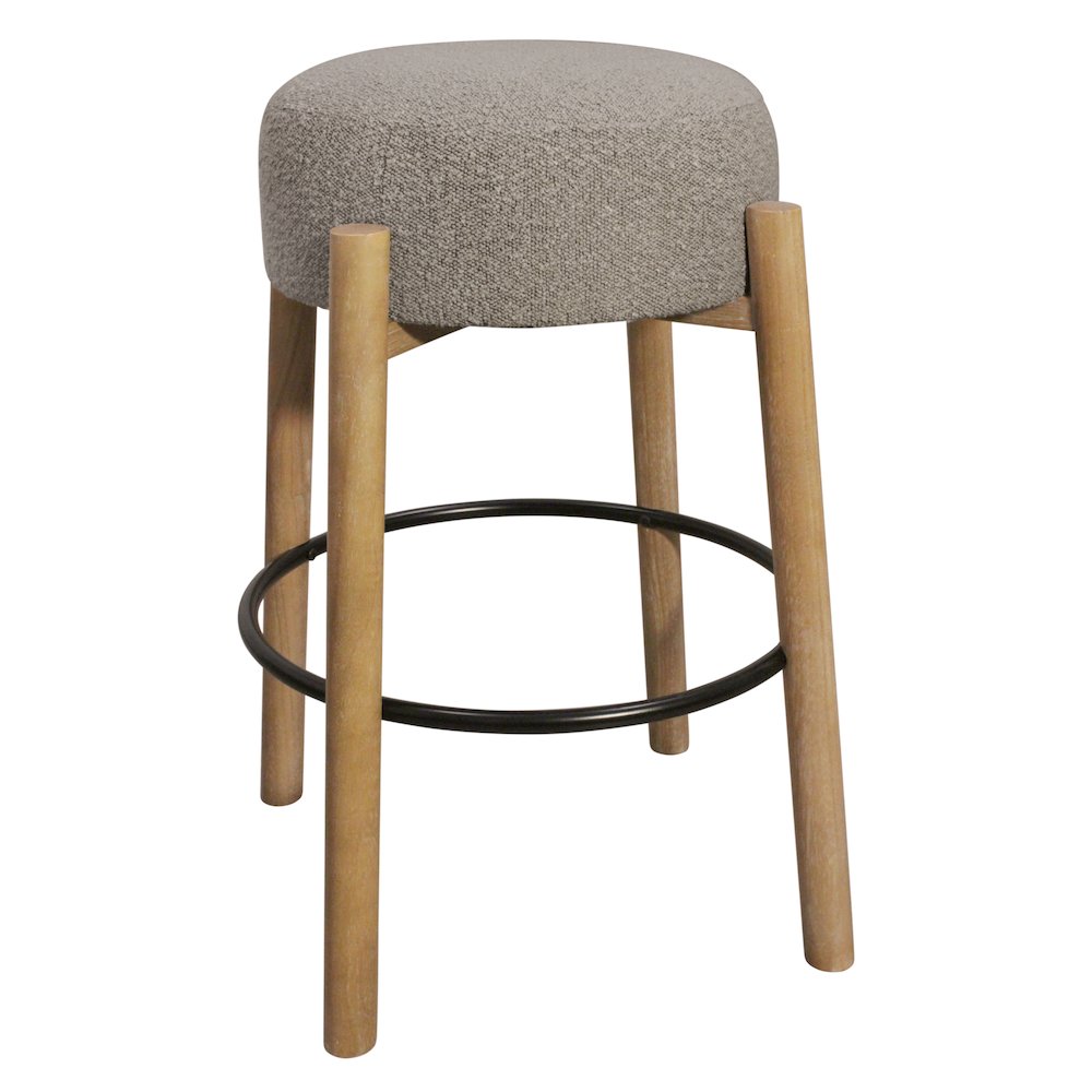 Natalia Barstool in Gray Boucle Fabric 2-Piece Set. Picture 4