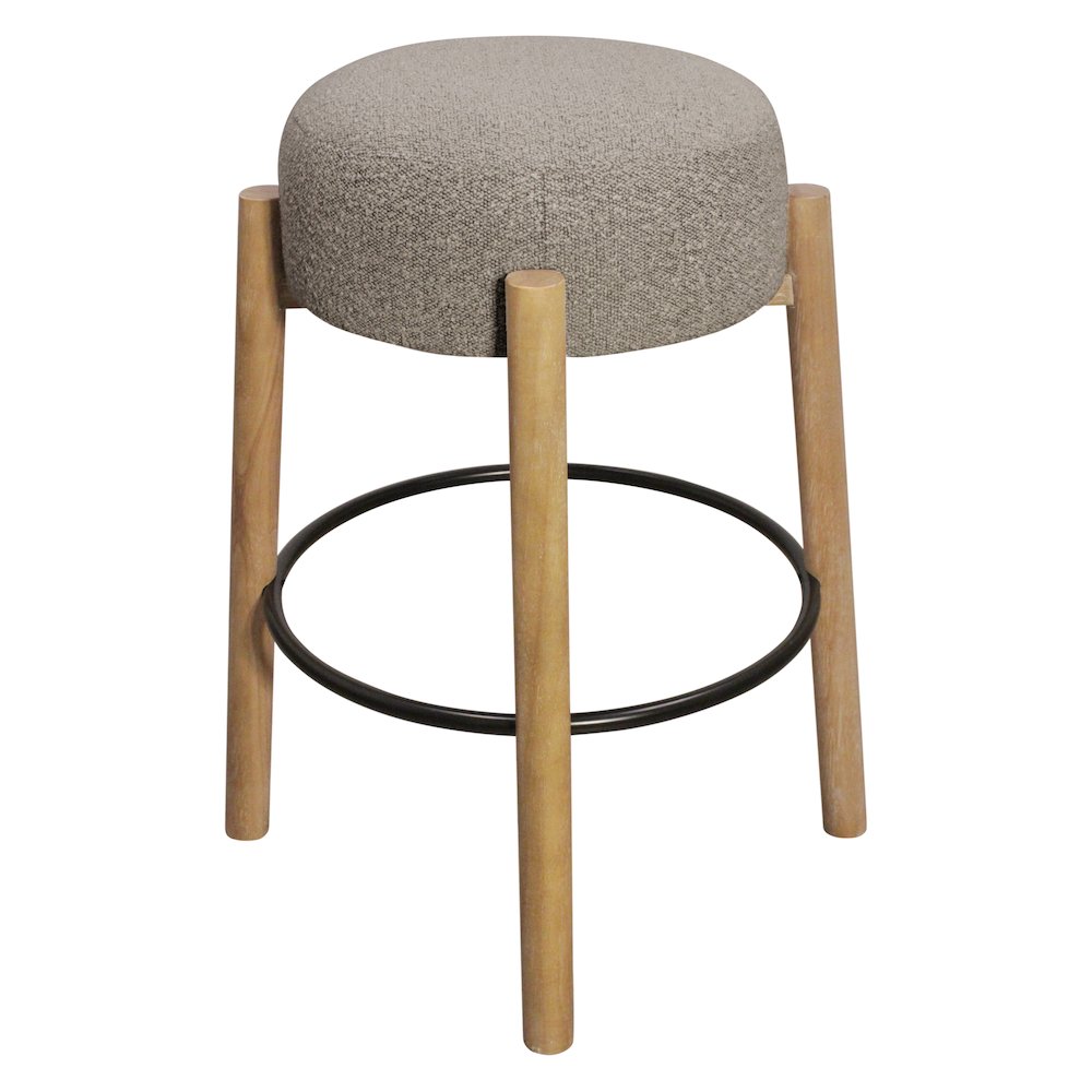 Natalia Barstool in Gray Boucle Fabric 2-Piece Set. Picture 5