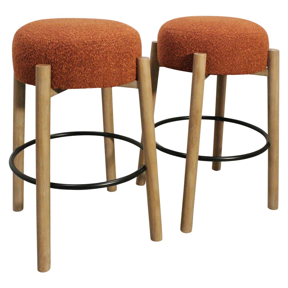 Natalia Barstool in Rust Boucle Fabric 2-Piece Set. Picture 1