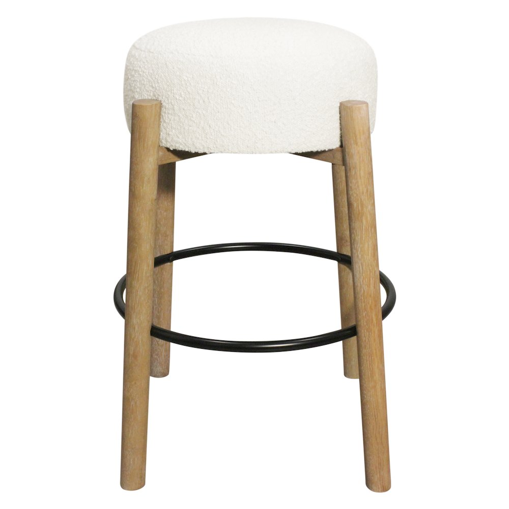 Natalia Barstool in Ivory Boucle Fabric 2-Piece Set. Picture 2