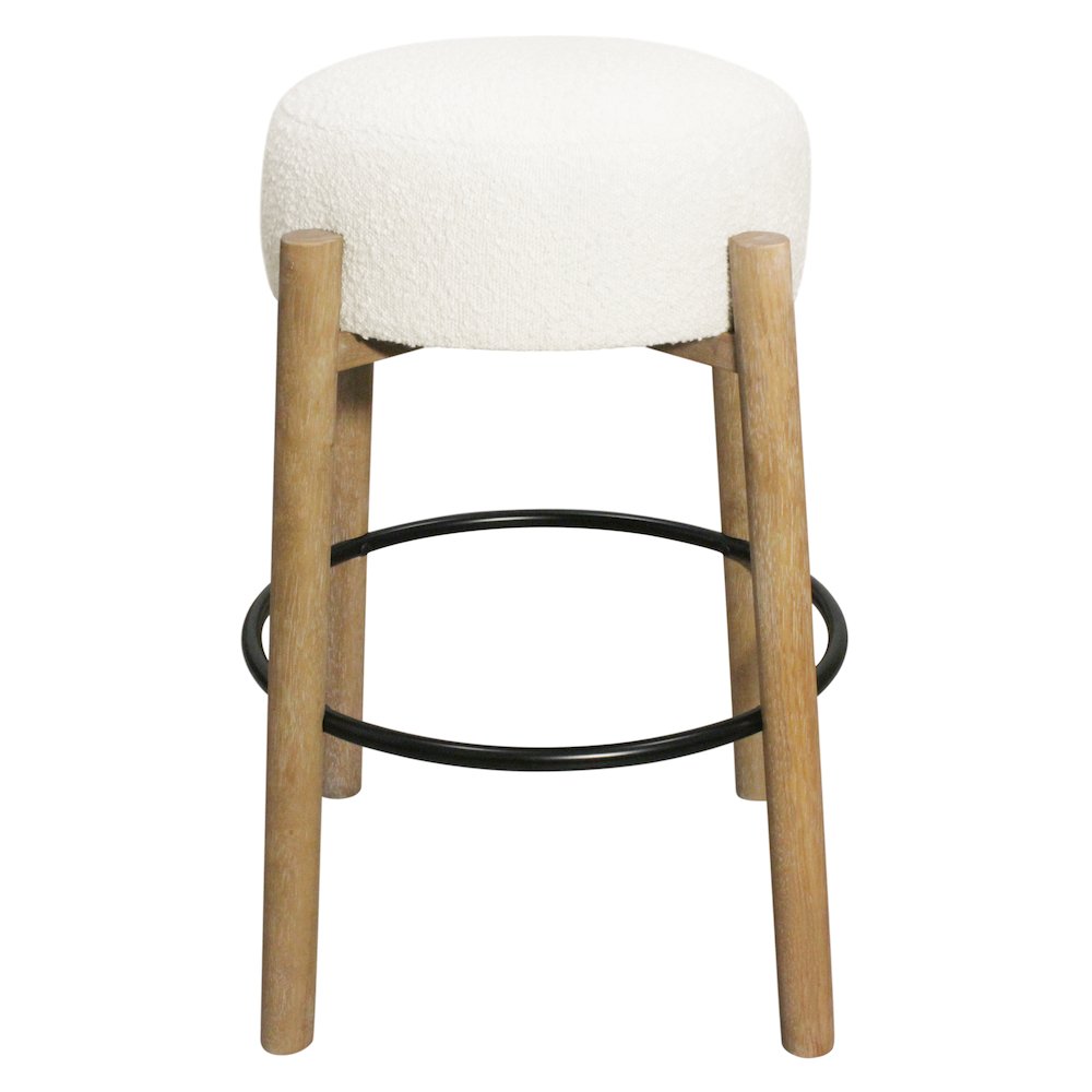 Natalia Barstool in Ivory Boucle Fabric 2-Piece Set. Picture 3
