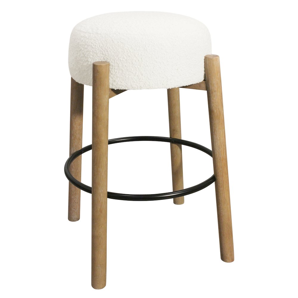 Natalia Barstool in Ivory Boucle Fabric 2-Piece Set. Picture 4