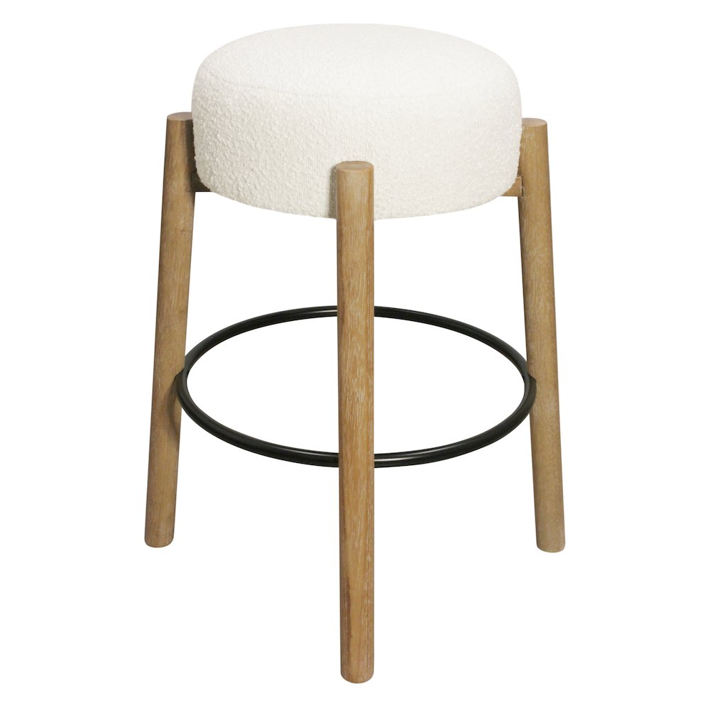 Natalia Barstool in Ivory Boucle Fabric 2-Piece Set. Picture 5