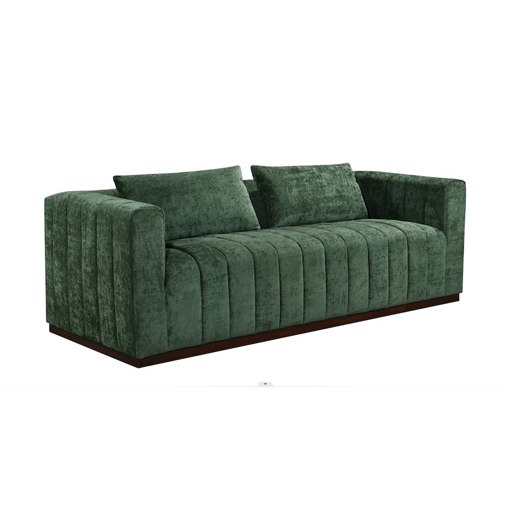 Mid-Century Modern Upton Sofa in Cypress Green with 2 Toss Pillows. Picture 2