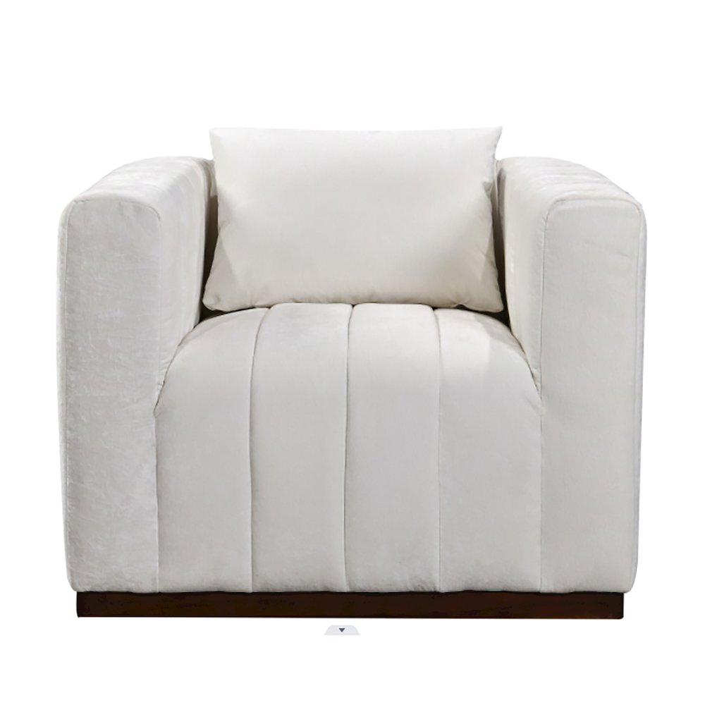 Mid-Century Modern Upton Lounge Chair in Ivory with 1 Toss Pillow. Picture 1