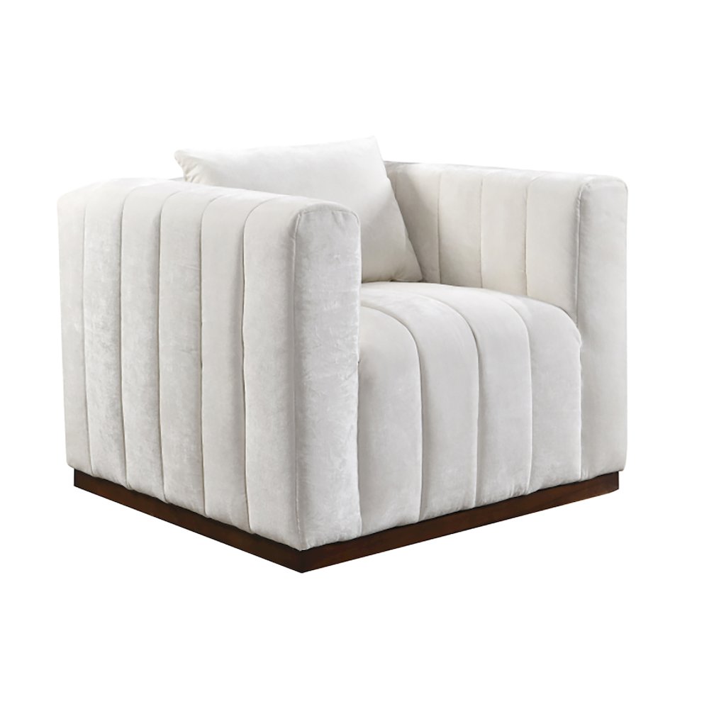 Mid-Century Modern Upton Lounge Chair in Ivory with 1 Toss Pillow. Picture 2